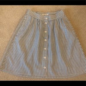 Madewell blue and white striped skirt